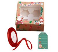 ALINUOYQ 24PCS Christmas Cookie Boxes, Christmas Cupcake Boxes with 24 Greeting Card Tags 1 Ribbon, Bakery Treat Box Chocolate Candy Box for Holiday Thanksgiving Xmas Birthday Party