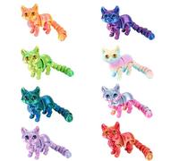 ALINUOYQ 8Pcs 3D Printed Cats, 3D Figures for Home Office Tabletop Decor, Articulated Cat Figurines with Movable Joints Desk Display for Teens and Adults