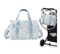 ALINUOYQ Floral Diaper Bag Tote with Stroller Hook, Quilted Baby Duffle Bag Makeup Pouch Multifunction Cotton Maternity Hospital Bag