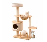 ALINUOYQ Multi-Level Cat Tree, Cat Scratching Post with Reversible Cats Mat Transparent Space Capsule for Kitten Pets Climbing and Relaxing, Cats Tower Bed with Sisal Scratching Posts