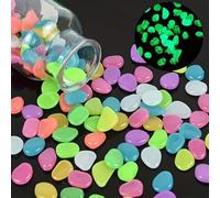 ALINUOYQ Outdoor Luminous Stones Garden River Pebbles, Colorful Glow-in-the-Dark Garden Stepping Stones Night Guide Luminous Pebbles, Artificial Landscape Rocks for Driveway Walkway Paths