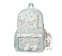 ALINUOYQ Polka Dot Wing Backpack, Polka Dot Bookbag with Wing Star Pendant, Large Women Shopping Bag for Shopping