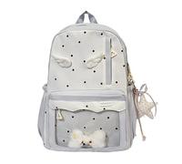ALINUOYQ Polka Dot Wing Backpack, Polka Dot Bookbag with Wing Star Pendant, Large Women Shopping Bag for Shopping