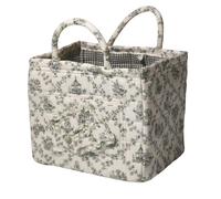 ALINUOYQ Quilted Fabric Storage Basket with Handles, Boho Foldable Floral Storage Basket Nursery Organizer Bin, Portable Storage Basket for Car Home Picnic