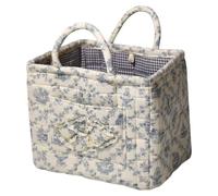 ALINUOYQ Quilted Fabric Storage Basket with Handles, Boho Foldable Floral Storage Basket Nursery Organizer Bin, Portable Storage Basket for Car Home Picnic