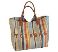 ALINUOYQ Rainbow Striped Tote Bag Faux Straw Shoulder Bag Large Capacity Letters Print handbags Woven Beach Top Handle Bag
