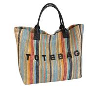 ALINUOYQ Rainbow Striped Tote Bag Faux Straw Shoulder Bag Large Capacity Letters Print handbags Woven Beach Top Handle Bag
