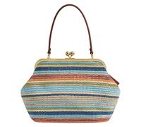ALINUOYQ Rainbow Woven Bag, Large Capacity Straw Rainbow Handbags for Vacation Travel, Summer Straw Shoulder Bags for Shopping Holiday Parties Travel Street Photography