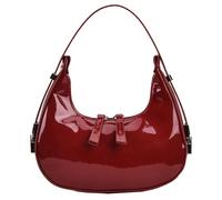 ALINUOYQ Red Purse For Women Small Red Shoulder Bag Y2k Crescent Hobo Handbag Retro Cherry Red Clutch Bag Y2k 90s Underarm Bag