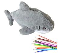 ALINUOYQ Shark Pencils case Large Capacity Cute Fluffy Pen Bag Multi-Purpose Plush Shark Stationery Bag for Schools Office Supplies