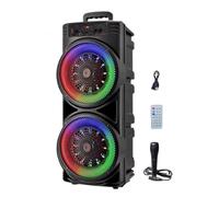 ALINUOYQ Speakers Bluetooth Wireless, Biggest Bluetooth Speaker with Microphone Remote Control Support USB/TF/AUX/FM/BT/MIC, Party Box Speaker with Double Subwoofer Deep Bass Lights