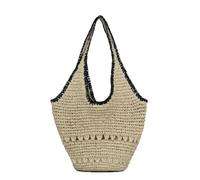 ALINUOYQ Straw Shoulder Bag Woven Tote Bag Summer Beach Bag for Women Vacation (Beige)