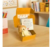 ALINUOYQ Worry Bear, Little Bear in A Box with a Hat, Handmade Mini Plush Pocket Graduation Bears with Inspirational Card, Little Doll in A Box Emotional Support Inspirational Gifts