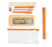 Alinw 15 Pcs Back to School Stationery Maths Compass Protractor and Compass Geometry Sets for Secondary School, for Class Supplies Student (Orange)