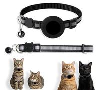 Alinw 2 Pcs Compatible with Airtag Cat Collar, Cat Collars with Bell and Safety Buckle for Cats Dog Kitten Puppy, Waterproof (Black)