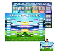 Alinw 2 Pcs World Cup Football 2026 Wallchart, World Cup Schedule Poster, Football Party Decorations Double Sided Printing Tournament Schedule and Team Info Chart Poster Gifts for Soccer Fans 90x60cm