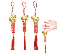 Alinw 3 Pcs Chinese New Year Decorations, 2026 Lunar New Year Decorations Gifts Horse Year's Pendant Chinese Zodiac Horse Mascot Good Luck Horse's Charms Pendants Bedroom Car(Wooden+Plastic)