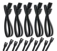 Alinw 5 Pcs Sata Cable, Sata Data Cables Power Cable 6Gbps Straight HDD SDD Data Cables with Locking for HDD, SSD, CD Driver(Black)