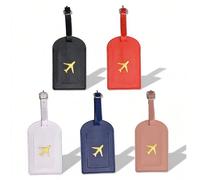 Alinw 5 Pcs Suitcase Tags, Luggage Tags for Suitcases, PU Waterproof Luggage Suitcase Tag Labels with Adjustable for Name ID Card Reducing Loss, Travel