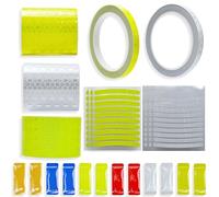 Alinw 5cm*10m Reflective Tape Stickers 1 Roll, 2 Rolls 5cm*3m Reflective Strips Stickers, 2 Rolls 1cm*8m Glow in the Dark Tape and Non Slip Decking Fluorescent Strips for Truck Car (Totally 23 Pcs)