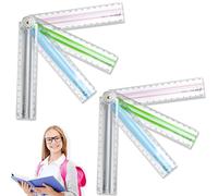 Alinw 8 Pcs Flexible Foldable Ruler 30cm, Ruler 30cm Folding, Can Be Folded to 15cm, Suitable for School Students and Office Drawing and Measuring