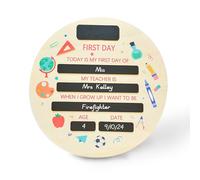Alinw First Day of School Board, 30 X 30CM My First Day at School Photo Prop Chalkboard Sign for Girls Boys Nursery Preschool and Kindergarten Circular