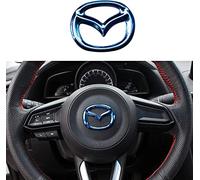 ALINZO Car Steering Wheel Cover Sticker, Emblem Logo Frame Trim Decal, Styling Modification Interior Accessories, For Mazda 3 6 CX-3 CX-5, blue