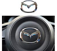 ALINZO Car Steering Wheel Cover Sticker, Emblem Logo Frame Trim Decal, Styling Modification Interior Accessories, For Mazda 3 6 CX-5 CX-9, Silver