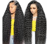 Alionly 30 Inches Glueless Glueless HD Lace Front Wig Human Hair Natural Brazilian Curly Water Wave 180 Density Human Hair Wig (75 cm)