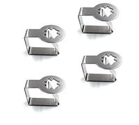 Aliotech 4pcs Leaf Clover Shape Stainless Steel Silver Thickened Strong Cloth Clip Tablecloth Clamp Holder Table Cover Clamps Table Cloth Holder Table Cloth Clips Holder for Outdoor and Indoor(Clover)