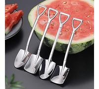 Aliotech Dessert Spoon Set, 4 Pcs 4.8" Shovel Shape Stainless Steel Spoons, Ice Cream Fruit Spoon for Home, Kitchen or Restaurant by Aliotech