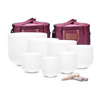 Alioth 6-12 inch Set of 5 Sharp Crystal Singing Bowls with Carrying Case and Singing Bowl Mallets