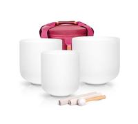 Alioth (6"C+7 8"G) 432Hz Set of 3 Crystal Singing Bowls with Sturdy Carrying Case and Singing Bowl Mallets