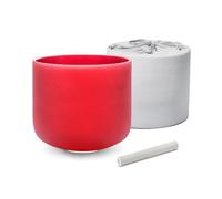 ALIOTH Red C note Root Chakra Crystal Singing Bowl 8 inch with Sound Bowl Suede Striker for yoga