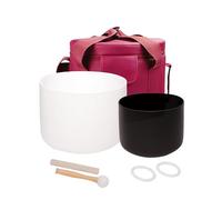 Alioth Yin & Yang Crystal Singing Bowl Set - 8" Black A Note & 10" White F Note for Sacred Balance