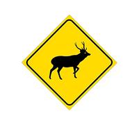 Alioyoit Caution Deer Buck Stag Crossing Xing Sign Diamond Shape Metal Sign Beware of Deer Buck Stag Warning Sign Metal Tin Sign Plaque for Farm Yard Garden Dining Room Novelty Gift for Men