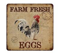 Alioyoit Farm Fresh Eggs Rustic Metal Tin Sign Vintage Wall Hanging Metal Art Sign Wall D¨¦cor Old Fashioned Farmhouse Home Decor for Barn Garage Fence Porch Henhouse Chicken Coop House