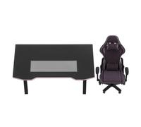 Alipis 1/12 Scale Dollhouse Office Furniture - Realistic Black Miniature Computer Desk & Chair Set, Tiny Gaming Desk Model for Dollhouse Study Room, DIY Display and Decor