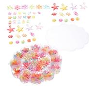 Alipis 1 Box Flower Shaped Acrylic Beads Glitter Sparkle Large Hole Sea Star Beads for DIY Bracelet Necklace Making Jewelry Craft Kit