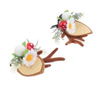 Alipis 1 Pair Christmas Antlers Hair Accessory Bobby Pins with Cat Ears Design, Brown Cloth Material, Firm Hold and Comfortable to Wear for Holiday Party and Stage Events