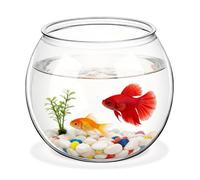 Alipis 1 Pc Small Fish Bowl Plastic Fish Tank Clear Round Aquarium Goldfish Bowl Shatterproof PET Globe Vase Container 5.89 x 5.11 Inches for Office Desktop Decoration Hydroponic Plant Holding