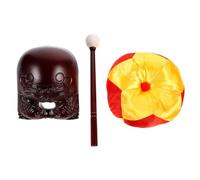 Alipis 1 Set Buddhist Camphorwood Wooden Fish Temple Block Zen Drum with Mat 4 inches Buddhist Percussion Instrument Monk Ornament Home Office Feng Shui Decoration