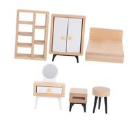 Alipis 1 Set Miniature Dollhouse Bedroom Furniture White Wardrobe Double Bed Dressing Table and Accessories for Creative Play and Imaginative Storytelling