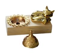 Alipis 1 Set Wooden Incense Burner Metal Incense Stick Cone Burner Holder Stand Fox Statue Ashes Catcher for Yoga Meditation Home Office Decor