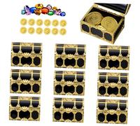 Alipis 10 Pcs Mini Pirate Treasure Chest Set Plastic Vintage Jewelry Storage Boxes for Party Favors Birthday Halloween Christmas Decorations with Bright Eye Catching Colors and Creative