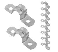 Alipis 100Pcs 1/2 Inch 304 Stainless Steel U-Shaped Pipe Clamp Double Hole Conduit Mounting Bracket Heavy Duty Metal Tube Holder Strap for Plumbing and Cable Management