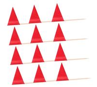 Alipis 100pcs Red Toothpick Flags Small Triangular Food Markers for Party Appetizers Cupcakes Desserts Buffet Labeling and Decoration Stick Toppers