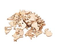 Alipis 100Pcs Unpainted Wooden Christmas Ornaments DIY Xmas Tree Hanging Pendants Wood Cutouts for Holiday Decoration Crafting Family Fun Mixed Styles