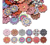 Alipis 100pcs Wooden Buttons Round Buttons with Two-Hole Design Fine Workmanship Assorted Color Natural Beauty for Clothes Making and Home Decor Random Color
