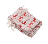 Alipis 10pcs Christmas Cotton Linen Gift Bags Drawstring Pouches for Candy Chocolates Holiday Packaging with Festive Red Reindeer Forest Pattern Cloth Gift Bags